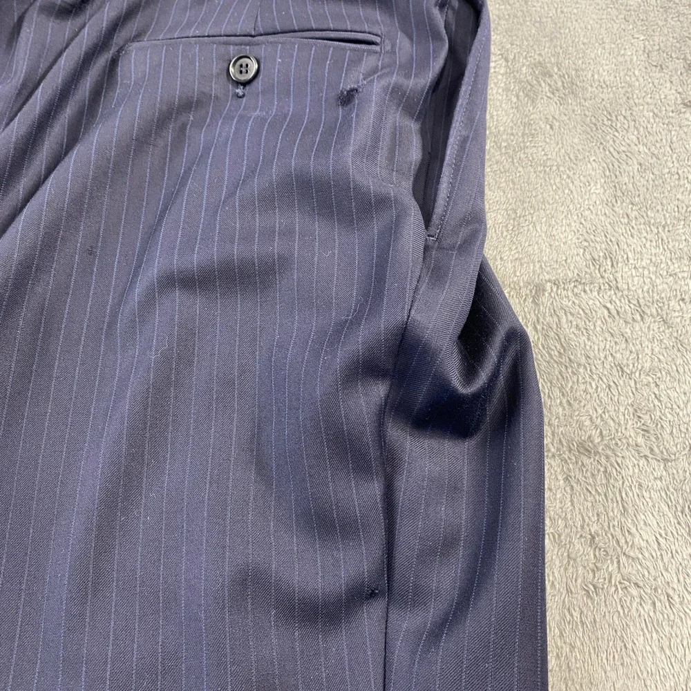 Jos. A. Bank Suit Mens 46R 40W Navy‎ Pinstripe Signature Gold 150s Wool *FLAW*